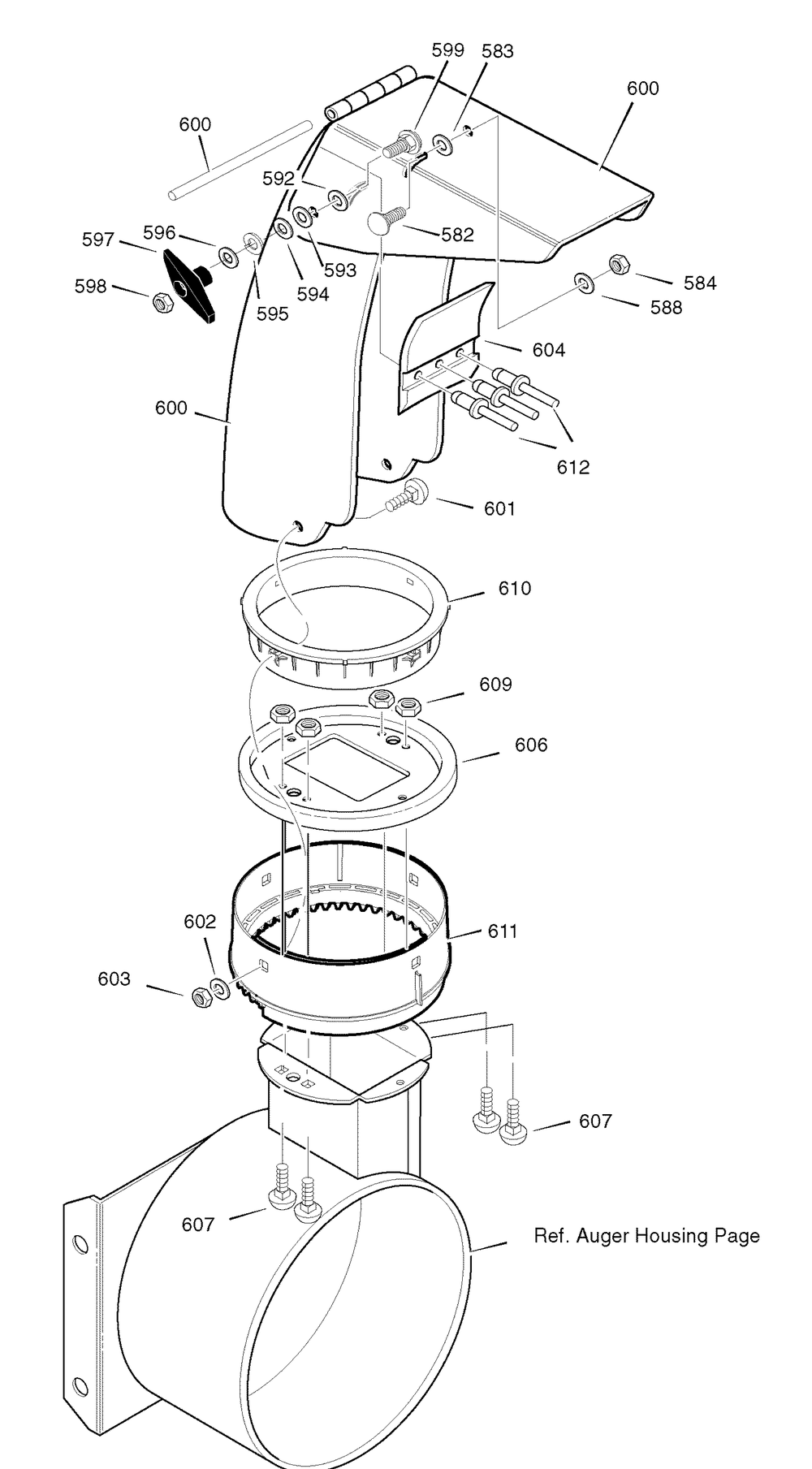 Discharge Chute Diagram and Parts List for 1695375-6271500X43 2007 Briggs and Stratton Snow Blower